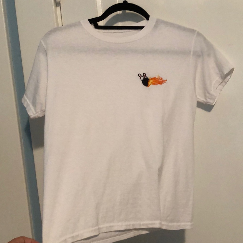 Brandy Melville white bowling flame tee